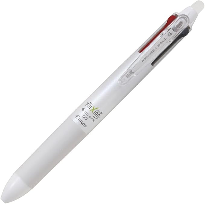 Pilot Frixion Ball Knock 4-Color Gel Ink Multi-Pen, White (LKFB-80EF-W)