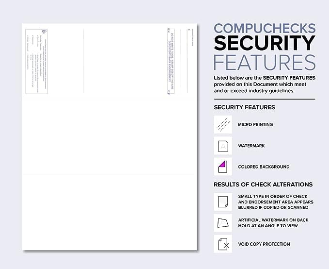 Compuchecks Check on Top Blank Check Paper - 2500 Pack, Quick-Books & Laser Printer Compatible - Security Business Checks with Voucher - 8.5" x 11" Burgundy Diamond