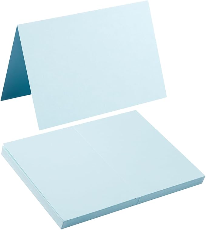 50 Pack Blank Cards Folded Cardstock Thank You Blank Greeting Cards for Invitations, Wedding, Greeting Cards, All Occasion DIY (Light Blue, 5x7)