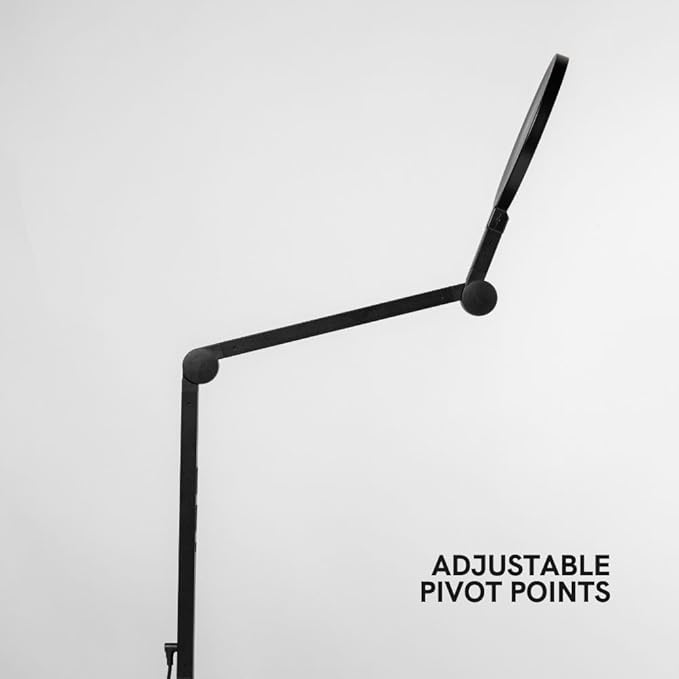 LUME CUBE Edge Light 2.0 LED Black Desk Lamp | Dimmable Home Office Desk Light with USB Charging Port & Strong Swing Arm | Adjustable Color Temperature and Brightness | Circle Webcam Light