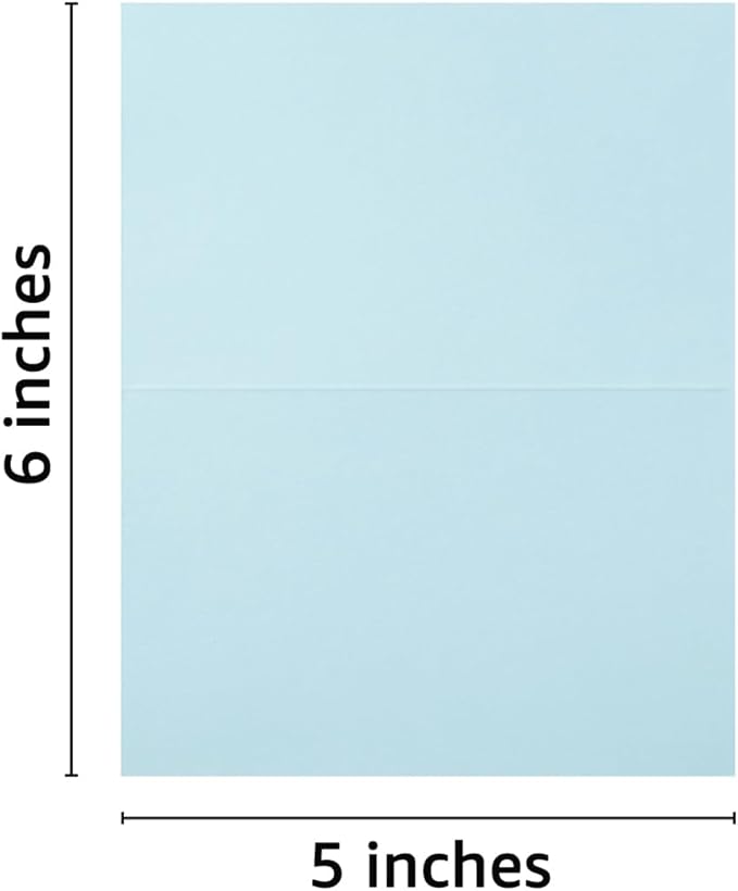 50 Pack Blank Cards Folded Cardstock Thank You Blank Greeting Cards for Invitations, Wedding, Greeting Cards, All Occasion DIY (Light Blue, 3x5)