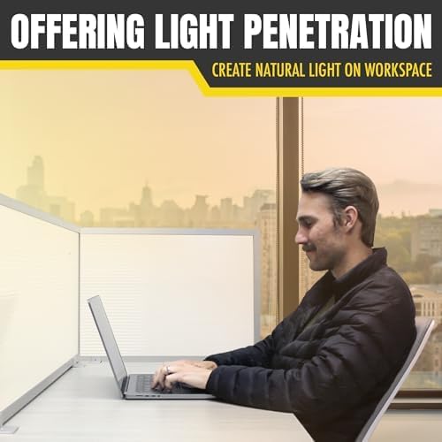 OBEX Polycarbonate Office Desk Mounted Privacy Screen Adjustable Table Top Panel Divider, Universal Aluminum Bracket-USA Made, 24" x 60", White