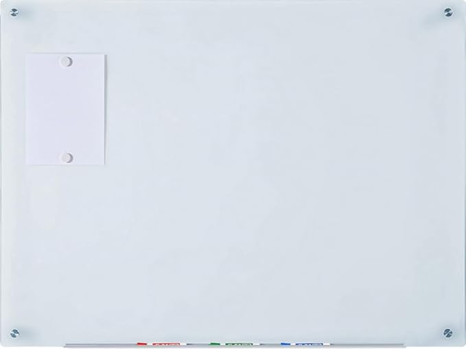 Audio-Visual Direct Magnetic White Glass Dry-Erase Board Set - 40" x 35" - Includes Magnets, Hardware & Marker Tray