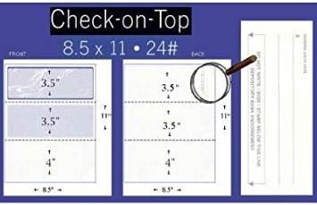 Business Voucher Check Stock - 500 Sheets, Check on Top, Blue Pinstripe