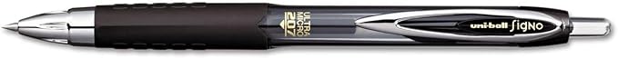 Signo 207 Roller Ball Retractable Gel Pens, Bold Point (1.0mm), Black Ink, 6 Count, Bundle with Plastic Reusable Pouch
