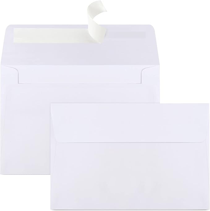 Joyberg 70 Packs A4 Envelopes, White, 4x6 Photo, Self Seal for Invitations, Weddings, Baby Shower, Photos, Postcards, Greeting Cards, Mailing