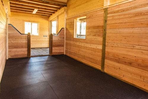 American Floor Mats - Heavy Duty Stall Tiles - Stable/Horse Flooring - Thick, Durable Rubber Solid Black 6 Border Tiles 3/4" Thick Expansion Set