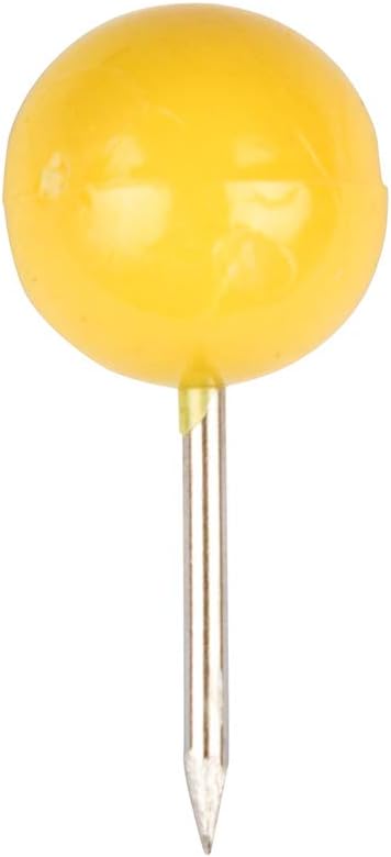 JAM PAPER Colorful Push Pins - Round Head Map Thumb Tacks - Yellow Pushpins - 100/Pack