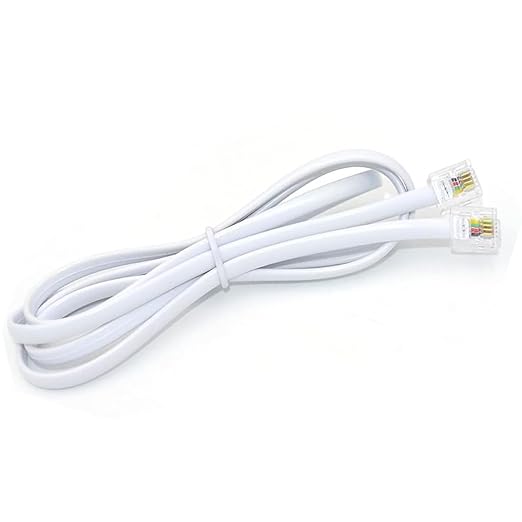 Telephone Extension Cable, 5ft/1.5m Phone Modem Cable with Wire RJ11 Male to RJ11 Male 6P4C Modular Plug for Landline, Telephone, Fax Machine (White)