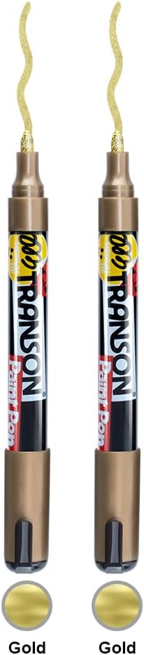 TRANSON 2 Gold Paint Markers for Fabric Rock Craft Diy Painting Medium Tip Oil Based Waterproof