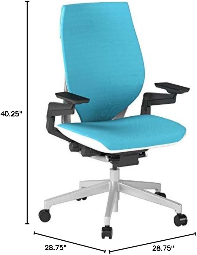 Steelcase Gesture Office Chair - Ergonomic Work Chair with Wheels for Carpet - Comfortable - Intuitive-to-Adjust for Desk - 360-Degree Arms - Blue Jay Fabric