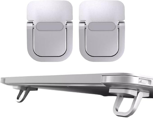 2Pcs Self-Adhesive Keyboard Stand for Desk, Adjustable Laptop Stand Riser Feet, Aluminum Portable Laptop Kickstand Aluminum Stable for MacBook, 10-18" Laptop, iPad(Silver)