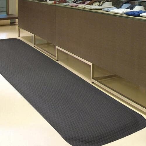 American Floor Mats Hog Heaven Premium 7/8" Black & Yellow Border 4' x 8' Nitrile Backed Anti-Fatigue Comfort Mat