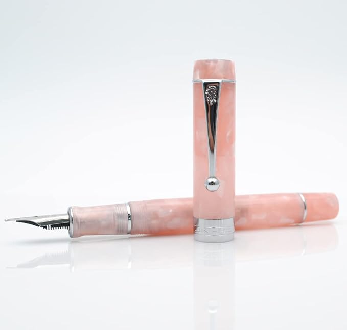 JINHAO 100 Fountain Pen with Ink Converter (Medium Nib 0.7mm, Sakura Pink with Silver Clip)