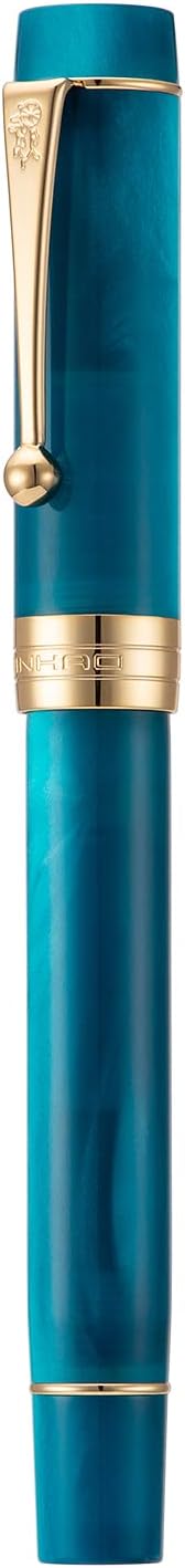 Jinhao 100 Fountain Pen Celluloid Classic Style, #6 Nib Smooth Writing Instrument with Refillable Converter and Pen Case Set