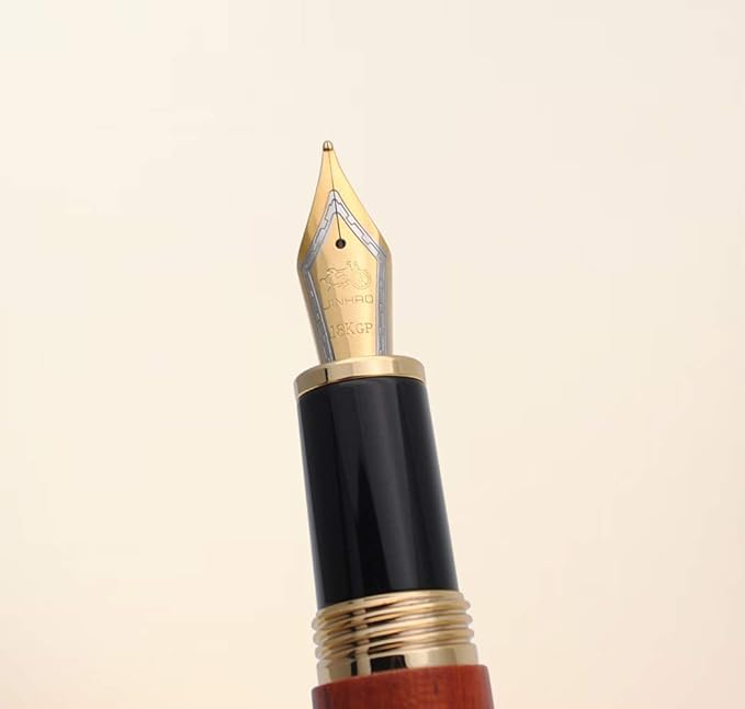JINHAO 9056 Natural Wood Fountain Pen Handmade Ink Pen (Rosewood, Medium Nib 0.7mm)