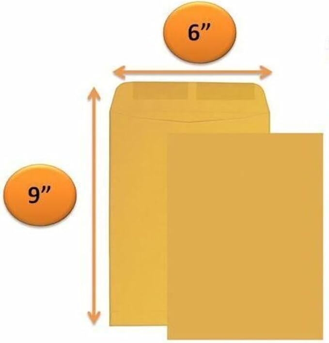 Catalog Envelopes (Open End), Brown Kraft, 28 Pound. 500 Per Pack. (Gummed, 6"x9")