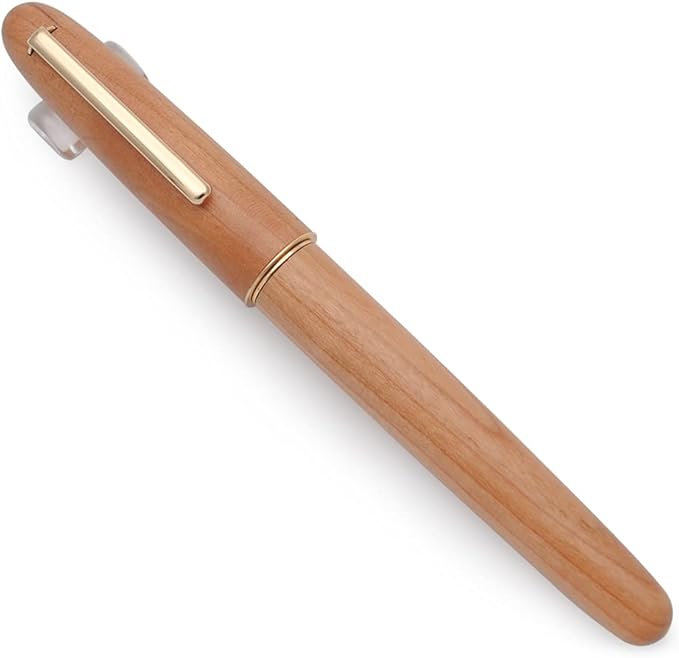 JINHAO 9036 Natural Wood Fountain Pen Handmade Ink Pen (Fine Nib 0.5mm, Cherry Wood)