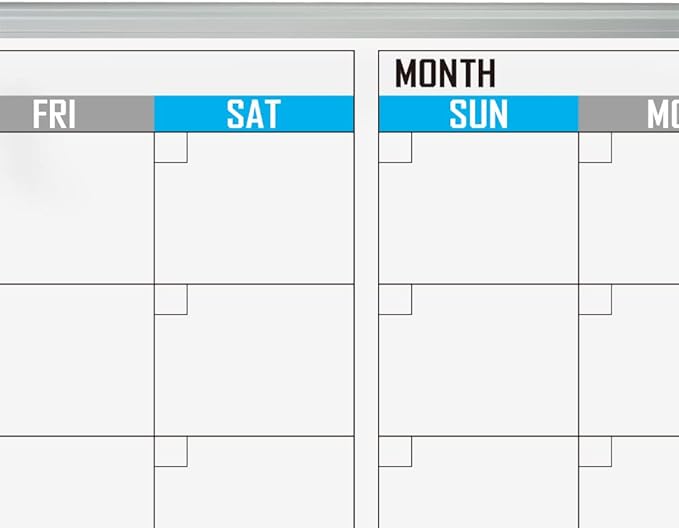 XBoard Magnetic Calendar Whiteboard 48" x 36" - 4 Month Colorful Calendar Dry Erase Board for Monthly Planning, Silver Aluminium Framed