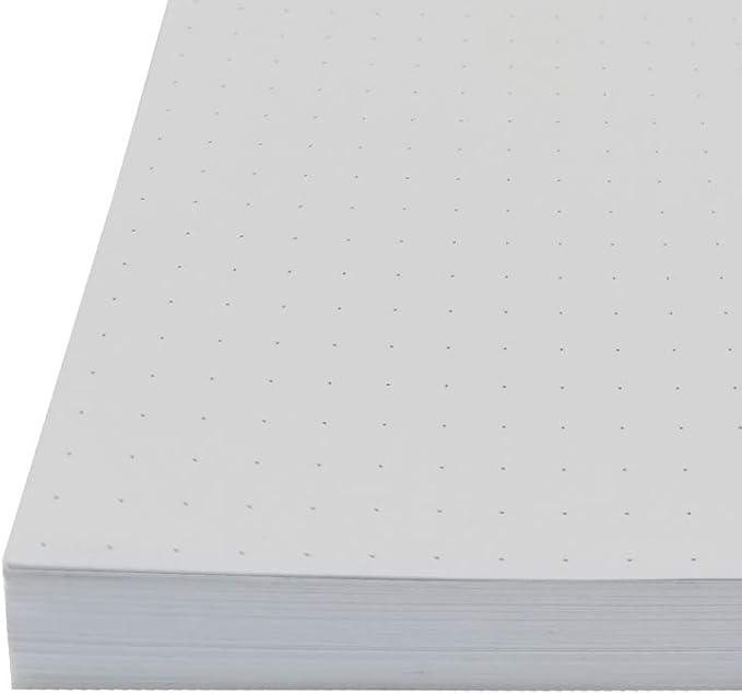Unpunched Refills Paper, Letter Size Loose Leaf Paper for Ring Binder/Discbound Notebook Planner Inserts, 100 Sheets/200 Pages, White, Dot Grid, 8.5 X 11 Inch