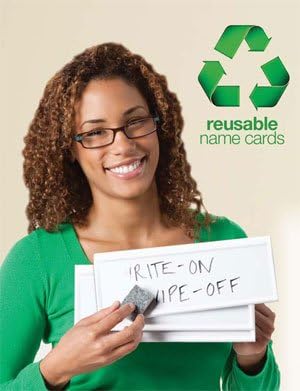 Trainers Warehouse Heavy Duty Premium Space-Saver Reusable Name Cards, White, Dry-Erase Tent, 8.75" x 3" (50)