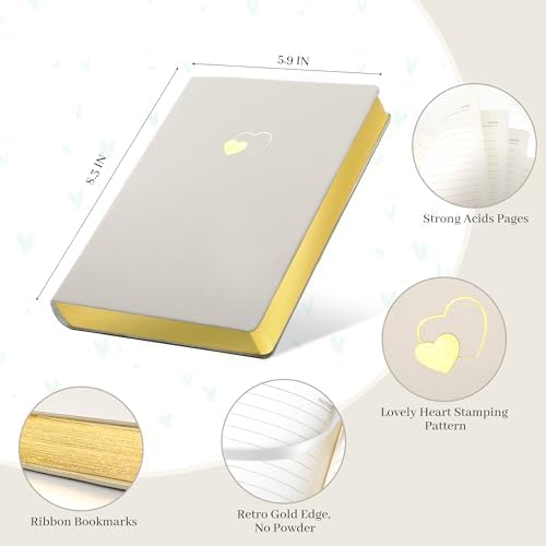 CAGIE Lined Journal Notebook for Women and Girls 256 Pages Cute Diary with Heart-Shaped Leather Journals for Writing A5 Soft Cover Notebooks for Work School (05 Moon Ash, A5)