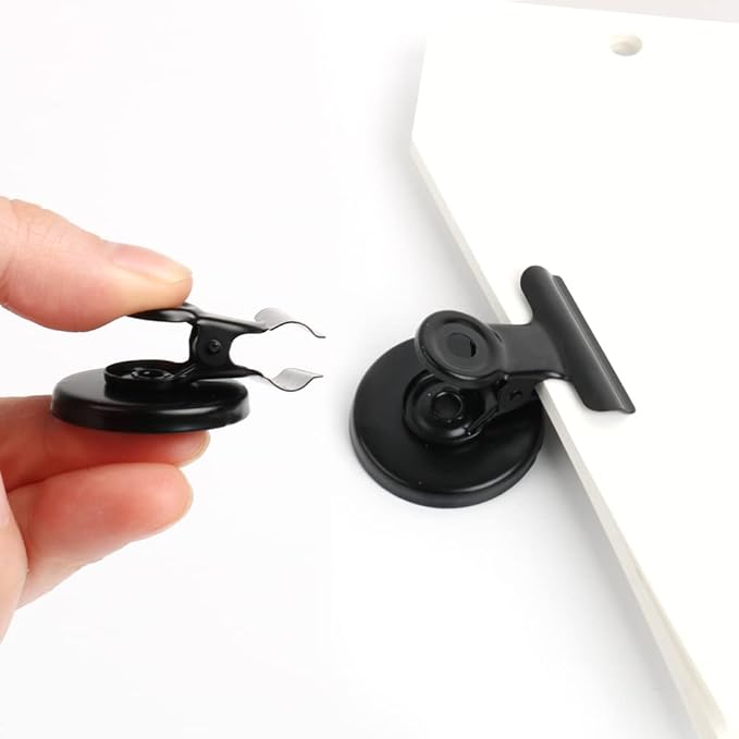 VNDUEEY 50 Pack Black Magnetic Clips Fridge Magnets with Clips, Refrigerator Magnets Clips, Magnet Clips for Whiteboard on Home& Office