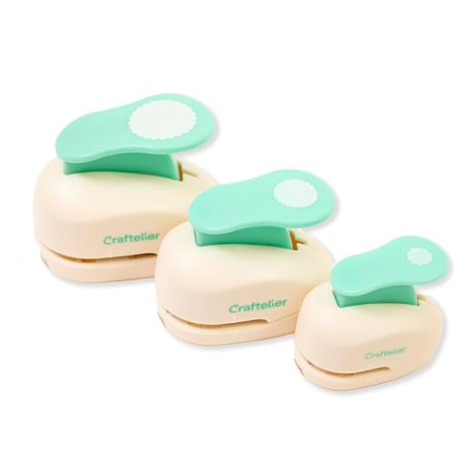 Craftelier - Circle Scallop Punch Set | 3/8", 5/8" & 1" Shape Scalloped Hole Puncher for Paper Crafts | Round Scalloped Hole Punch for Scrapbooking, DIY Cards & Journals | Craft Punch Set for Paper