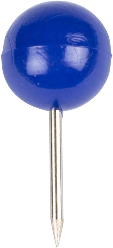 JAM PAPER Colorful Push Pins - Round Head Map Thumb Tacks - Blue Pushpins - 100/Pack