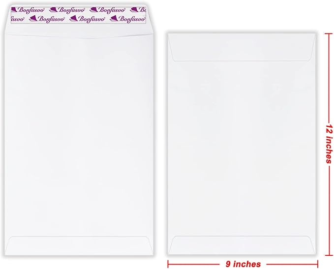 300 Pack 9x12 White Catalog Envelopes Peel & Seal Security Mailing Envelopes 120GSM Kraft Paper self Seal Envelopes for Invitations Papers Photos Documents Pictures Papers Files