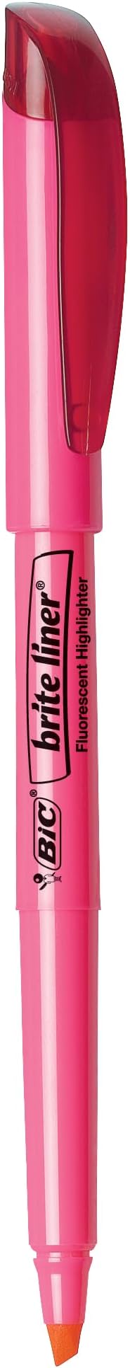 BIC Brite Liner Highlighters, Chisel Tip, 12-Count Pack of Pink Highlighters, Ideal Highlighter Set for Organizing and Coloring