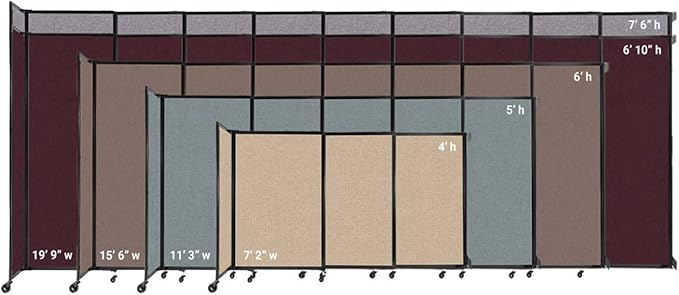 Wall-Mounted Sliding StraightWall Room Divider | Adjustable Widths | Locking Wheels | Room Separator | Up to 15'6" Wide x 7'6" Tall Papaya Fabric Panels