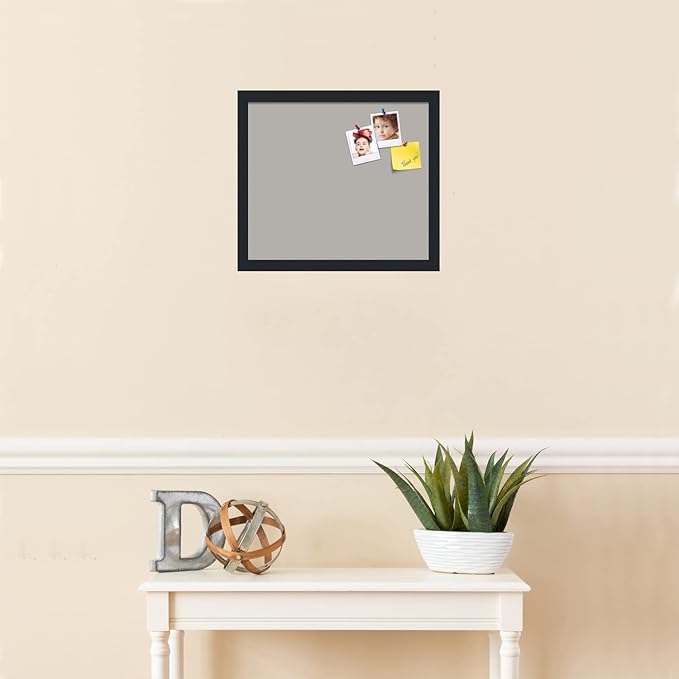 PinPix 16x14 Inch Cork Bulletin Board. This Decorative Framed Pin Board Comes with Dark Stone Design and a Satin Black Frame. Ideal for Home Office Decor or Message Board (PinPix-1808)
