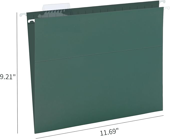 HERKKA Extra Capacity Hanging File Folders, 30 Pack Reinforced Letter Size Hanging Folders with Heavy Duty 0 Inch Expansion, Designed for Bulky Files, Green