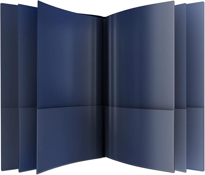 Nicky's® Multi Pocket Organizer, 10 or 14 Page Folder, Waterproof, Patented Tear-Resistant, Flexible Plastic, Proudly Made in USA, Binder Substitute. (10-in-1 Navy Blue)