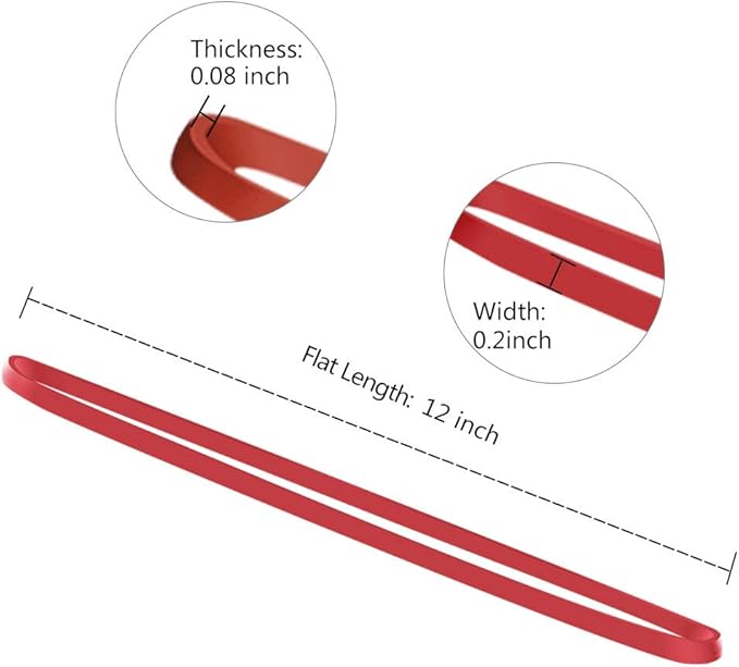 Coopay 12 Inches Extra Large Rubber Bands, 30 Pieces Heavy Duty Trash Can Band Bulk, Strong Elastic for Office Supply School Home, Garbage Cans, File Folders (Red)