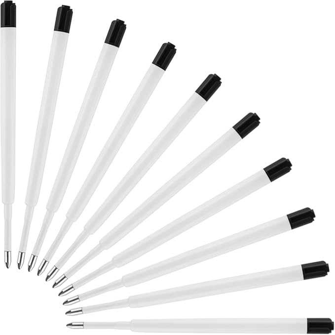 YOUMI 3.9inch 10 Pcs Black Ink Refills, Ink Tip 1.0 mm (Black Refills)