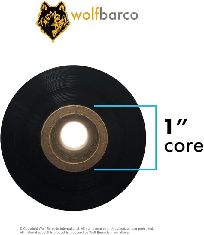 24 Rolls Wolfbarco 3.15" x 1476' (80mm x 450m) Black Premium Resin-Enhanced Wax Thermal Transfer Ribbon Compatible with Zebra,TEC, INTERMEC,Citizen,TSC,GODEX,ARGOX Printers