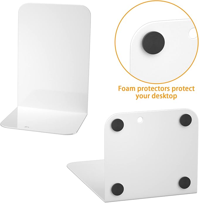 VFINE White Metal Bookends: 2 Pairs for Heavy Books and Shelves