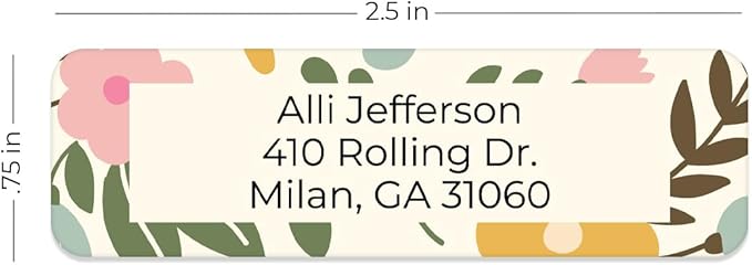 Pastel Floral Rolled Address Labels / 500 Personalized Return Address Labels/Designer Address Stickers in Elegant Plastic Dispenser