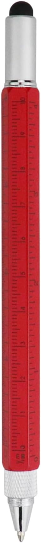 HeTaoCat Gifts Multi Tech Tool Pen 6 in 1 Stylus Pen - Screwdriver Pen with Ruler, Levelgauge, Ballpoint Pen Black ink (Red)