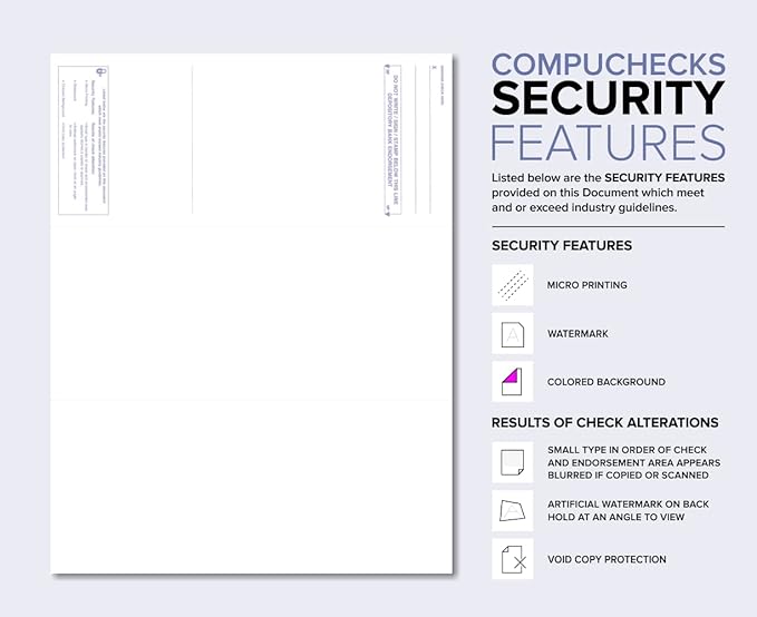 Business Voucher Check Stock - 2500 Sheets, Check on Top, Blue Marble