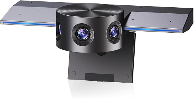 Panoramic 180° Video Camera, Immersive Video Conference Experience, both Overall and Speakers’ Close-up view, 1080P Webcam for Huddle Room and Homebased Office, Plug and Play with Micro SD Card Slot