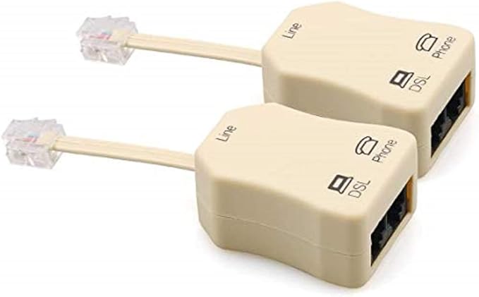 URBEST In-line DSL Splitter Adapter with Noise Filter for Telephone Phone Fax Accessory (2, Beige)