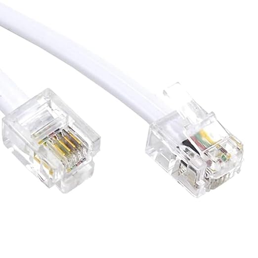 Telephone Extension Cable, 5ft/1.5m Phone Modem Cable with Wire RJ11 Male to RJ11 Male 6P4C Modular Plug for Landline, Telephone, Fax Machine (White)