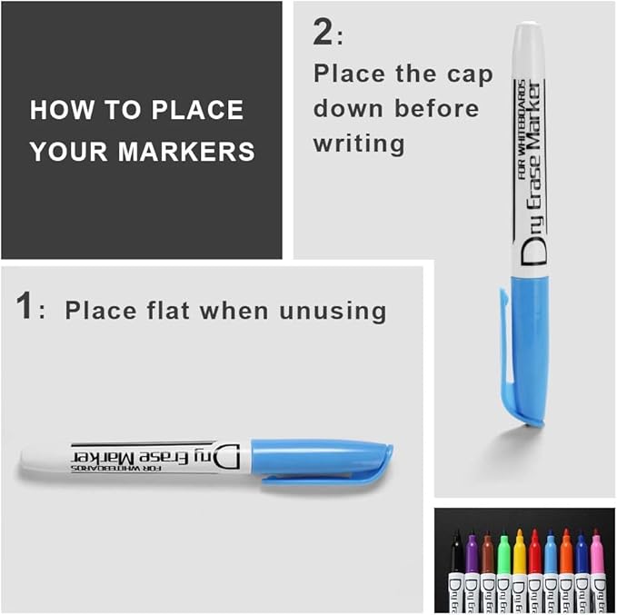 Volcanics Skinny Dry Erase Markers Bulk Fine Tip for Kids Small Whiteboard Markers Thin Pack of 80, Assorted Colors