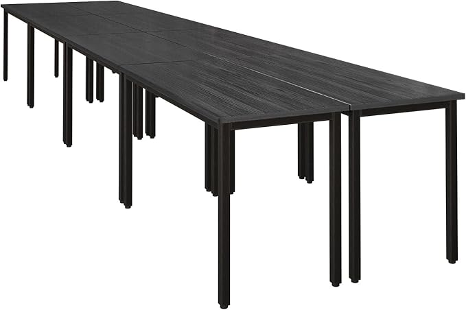 Bonzy Home Conference Tables 18ft Office Computer Desk for Meeting Room Study Writing Printer Table Meeting Seminar Table for 20 People Modern Black 8PCS (220.4"x47.2"x29.5", Black)