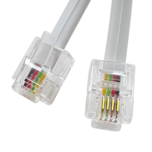 Phone Cable 6 Feet Telephone Line Cord with RJ11 6P4C Connectors for Landline Phone, Fax Machine and Modem, for Both in-Wall and Out-Wall Using, White, AV04212