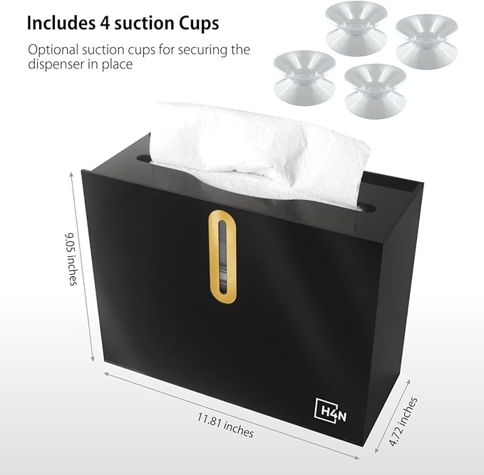 H4N Multifold Hand Paper Towel Dispenser Countertop, Compact Design, Single Sheet Dispensing for Home and Commercial Use, Black