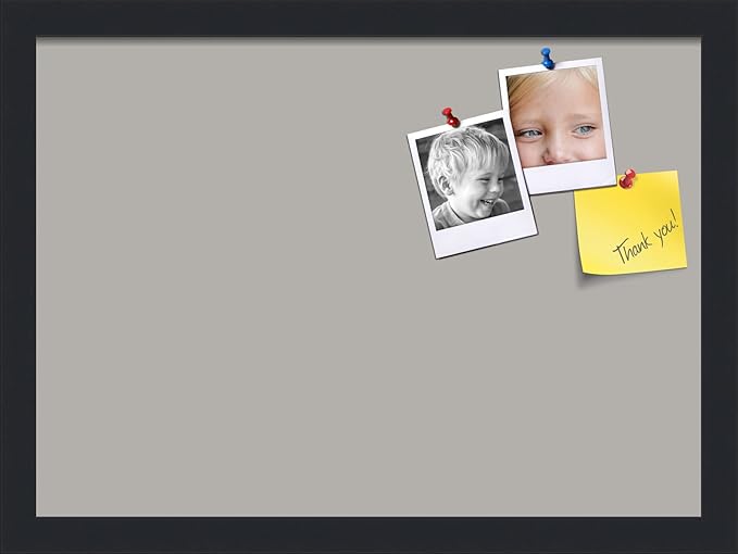 PinPix 18x13 Inch Cork Bulletin Board. This Decorative Framed Pin Board Comes with Dark Stone Design and a Satin Black Frame. Ideal for Home Office Decor or Message Board (PinPix-1808)